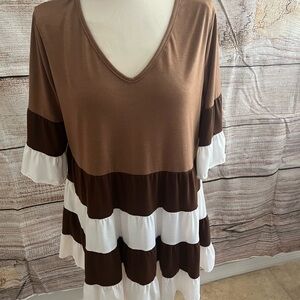 Brown and White Striped Women's Top